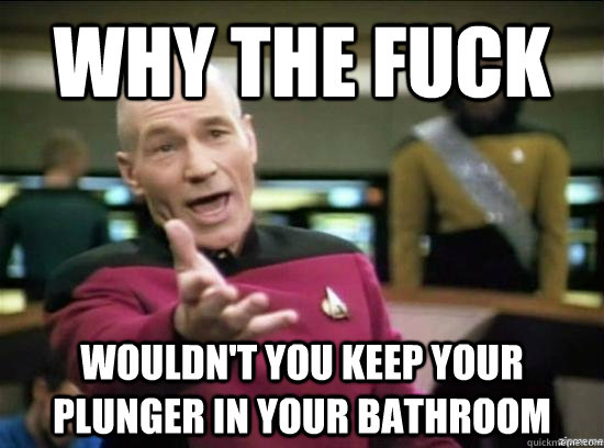Why the fuck wouldn't you keep your plunger in your bathroom  Annoyed Picard HD