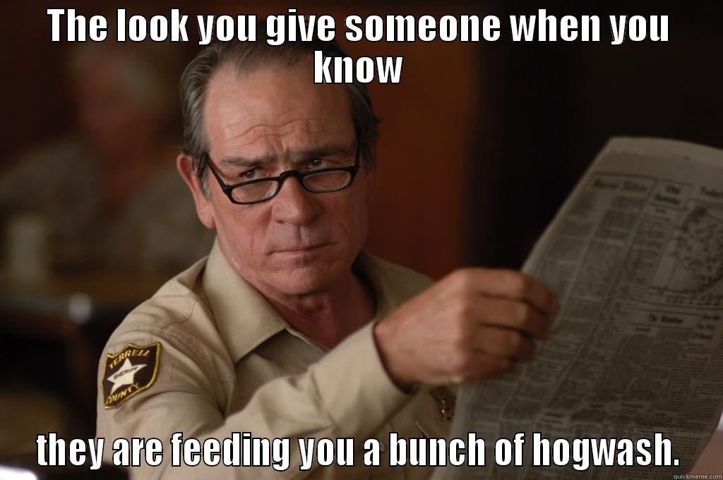 THE LOOK YOU GIVE SOMEONE WHEN YOU KNOW THEY ARE FEEDING YOU A BUNCH OF HOGWASH. Misc