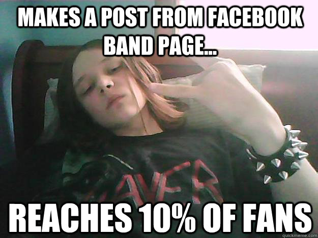 makes a post from facebook band page... reaches 10% of fans  