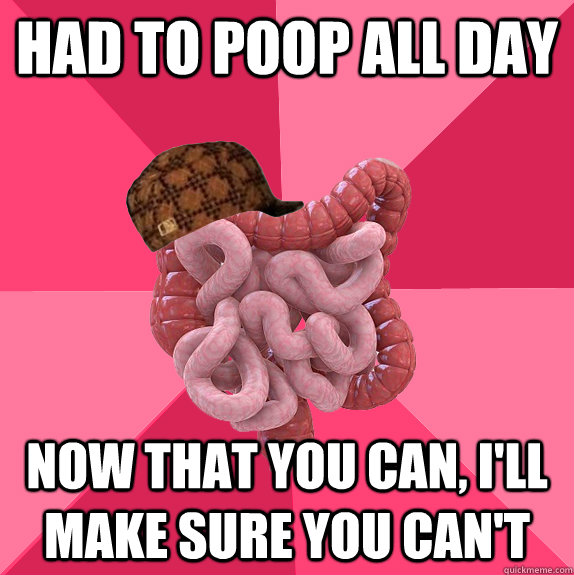 had to poop all day now that you can, i'll make sure you can't  Scumbag Intestines