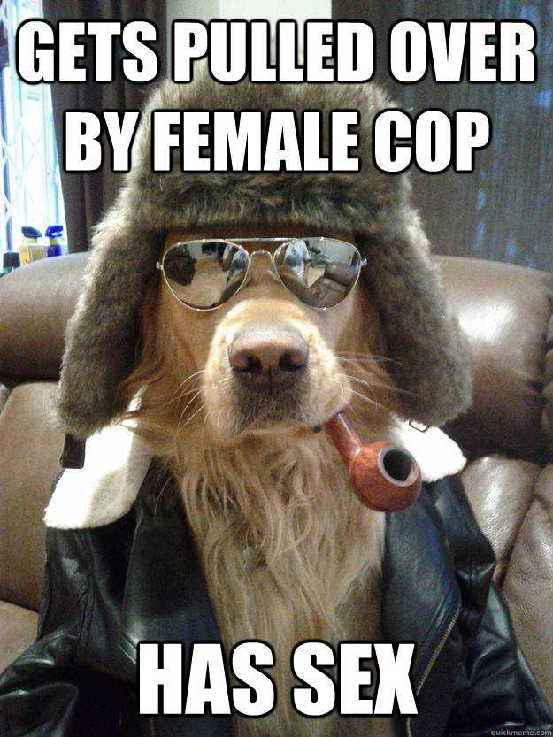 Gets pulled over by female cop has sex  Overly Suave Dog