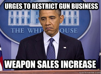 urges to restrict gun business WEapon Sales Increase  