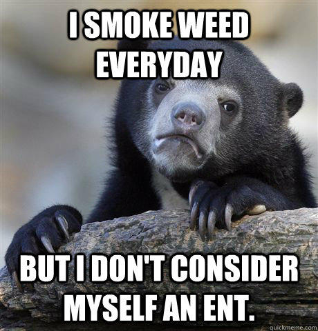 I smoke weed everyday But i don't consider myself an ent. - I smoke weed everyday But i don't consider myself an ent.  Confession Bear