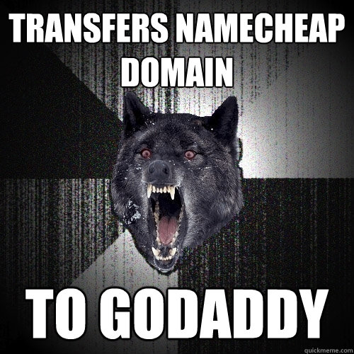 Transfers namecheap domain to godaddy  Insanity Wolf