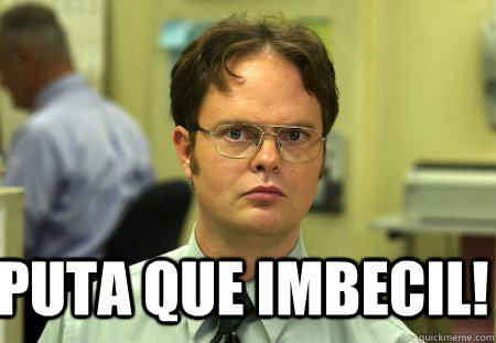  puta que imbecil!  Schrute