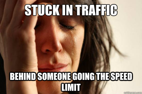 Stuck in traffic behind someone going the speed Limit  First World Problems