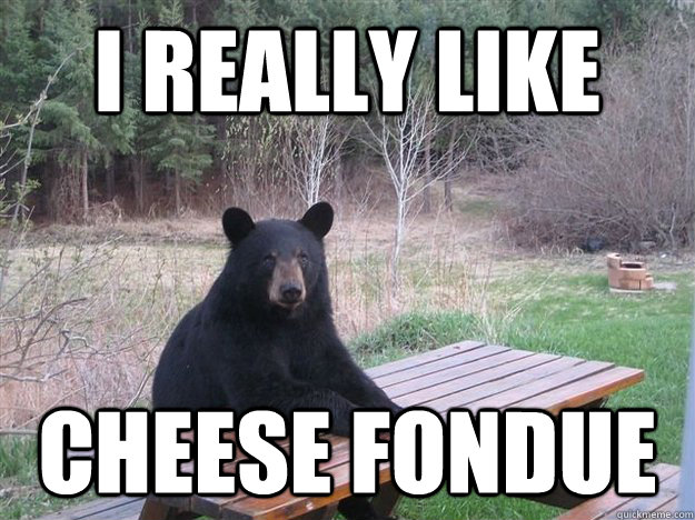 i really like  cheese fondue - i really like  cheese fondue  Broad Statement Bear