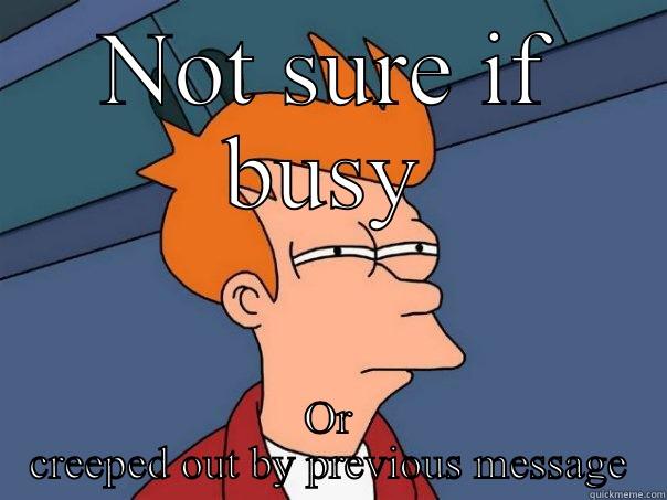 NOT SURE IF BUSY OR CREEPED OUT BY PREVIOUS MESSAGE Futurama Fry