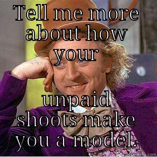 TELL ME MORE ABOUT HOW YOUR UNPAID SHOOTS MAKE YOU A MODEL. Creepy Wonka