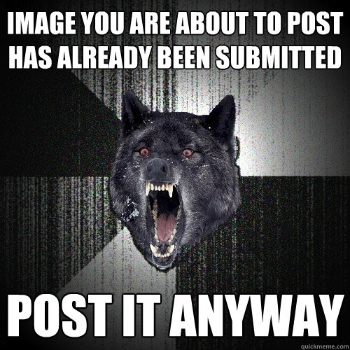 Image you are about to post has already been submitted Post it anyway  Insanity Wolf