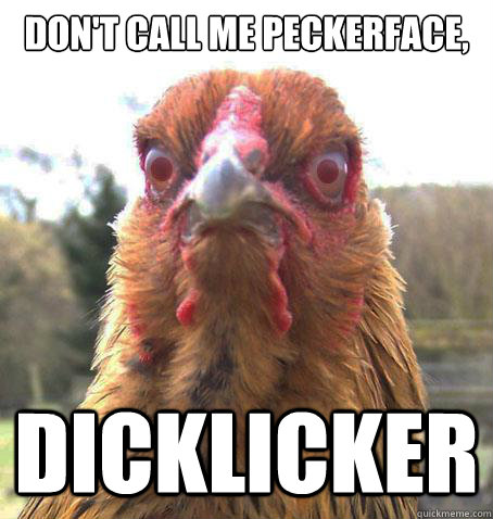 Don't call me peckerface, dicklicker  RageChicken