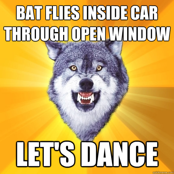 bat Flies inside car through open window let's dance  Courage Wolf