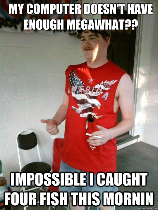 my computer doesn't have enough megawhat?? impossible i caught four fish this mornin  Redneck Randal