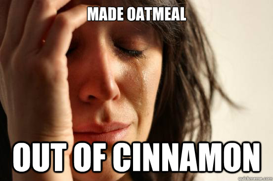 Made Oatmeal Out of cinnamon   First World Problems