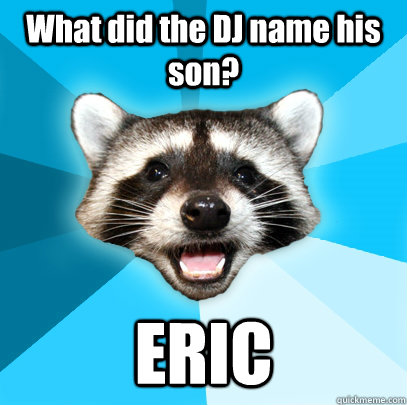 What did the DJ name his son? ERIC - What did the DJ name his son? ERIC  Lame Pun Coon