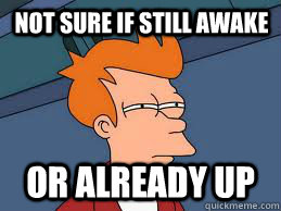 Not sure if still awake or already up  Fry futurama