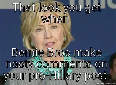 THAT LOOK YOU GET WHEN  BERNIE BROS MAKE NASTY COMMENTS ON YOUR PRO-HILLARY POST  Misc