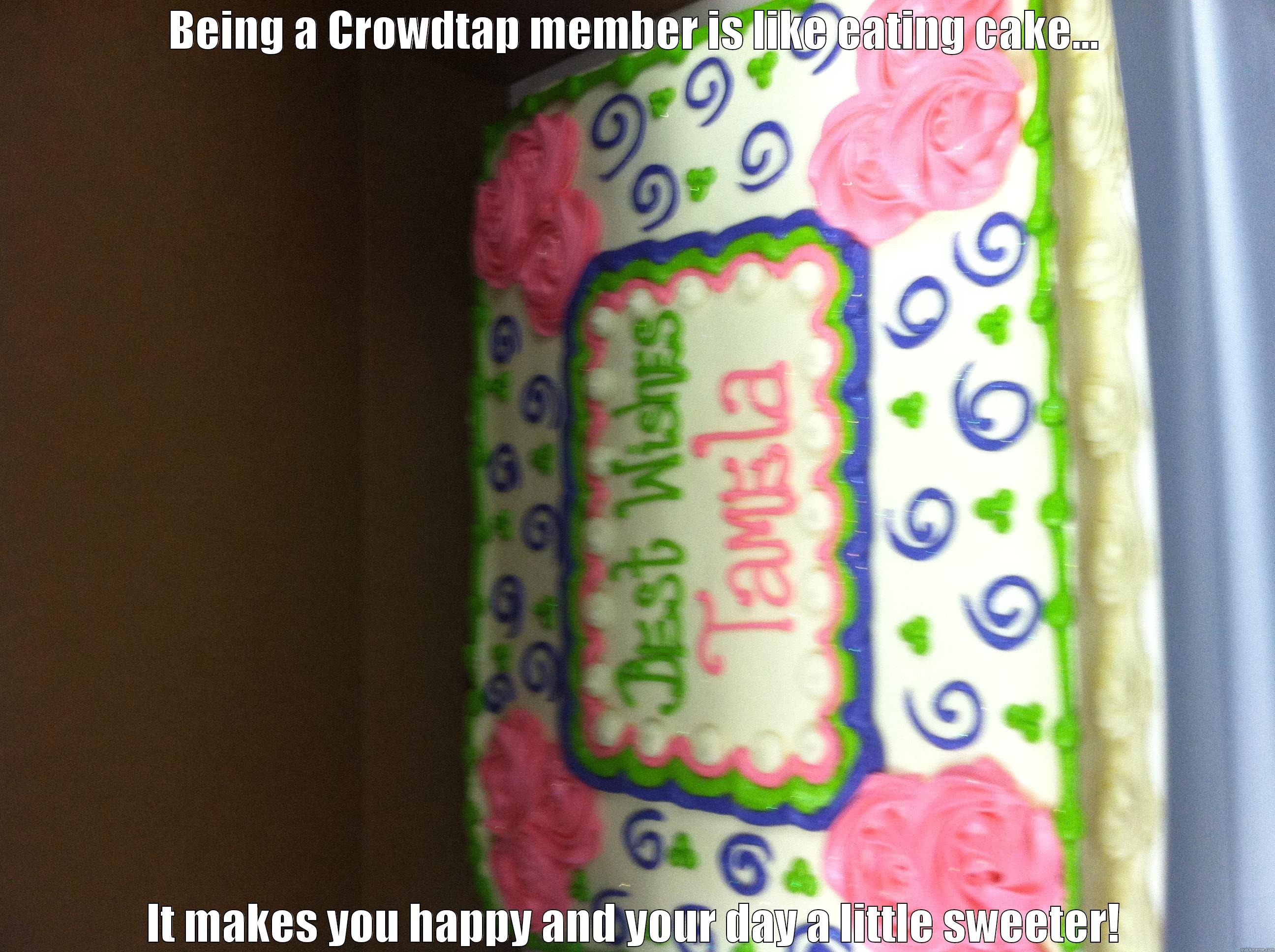 Why I love Crowdtap - BEING A CROWDTAP MEMBER IS LIKE EATING CAKE... IT MAKES YOU HAPPY AND YOUR DAY A LITTLE SWEETER! Misc