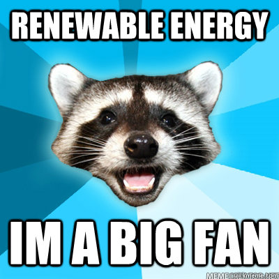 Renewable energy Im a big fan  Lame Pun Raccoon