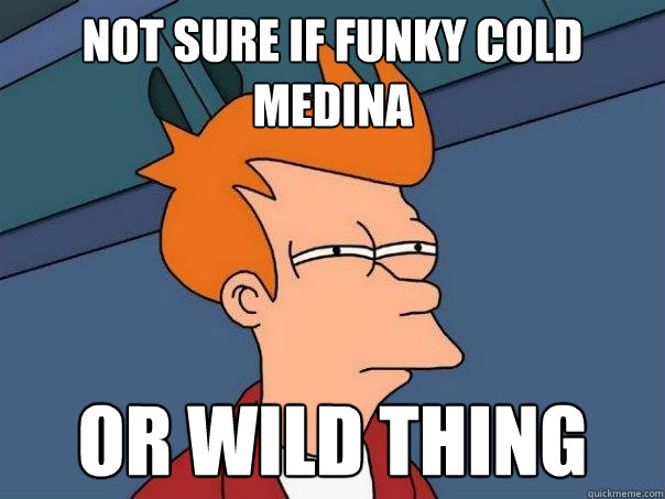 Not sure if Funky Cold Medina Or Wild Thing  Futurama Fry