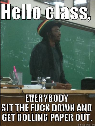 HELLO CLASS,  EVERYBODY SIT THE FUCK DOWN AND GET ROLLING PAPER OUT. Rasta Science Teacher