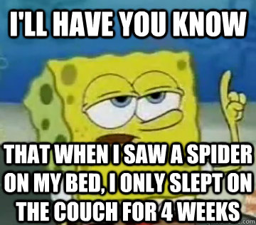 I'll Have You Know That when i saw a spider on my bed, I only slept on the couch for 4 weeks  Ill Have You Know Spongebob