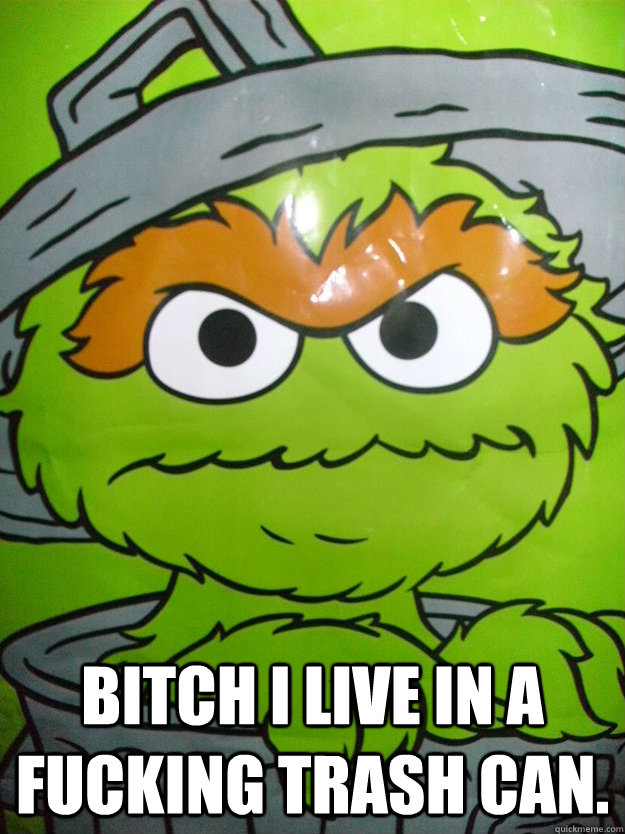  BITCH I LIVE IN A FUCKING TRASH CAN. -  BITCH I LIVE IN A FUCKING TRASH CAN.  Oscar The Grouch