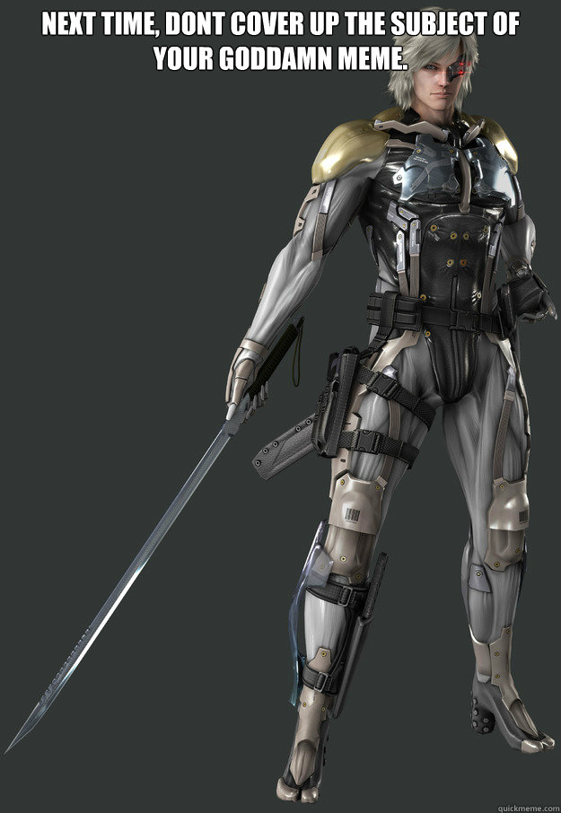 next time, dont cover up the subject of your goddamn meme.   Metal Gear Rising