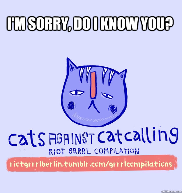 I'm sorry, do I know you?  - I'm sorry, do I know you?   cats against catcalling