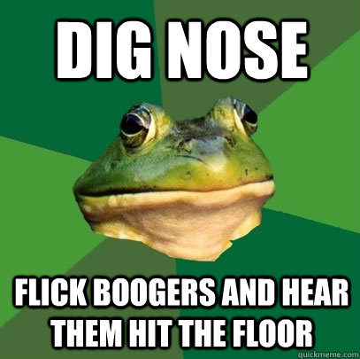 Dig Nose Flick boogers and hear them hit the floor  Foul Bachelor Frog