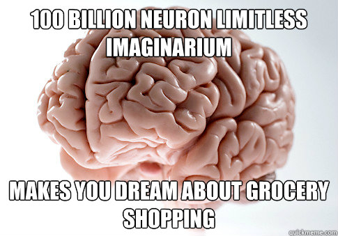 100 billion neuron limitless imaginarium makes you dream about grocery shopping  Scumbag Brain