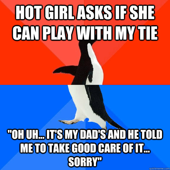 Hot girl asks if she can play with my tie 