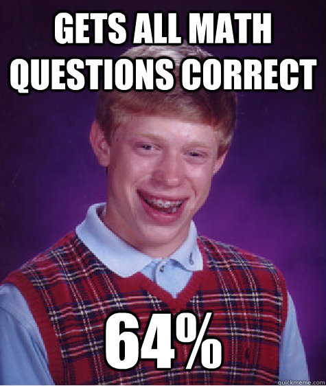 Gets all math questions correct 64% - Gets all math questions correct 64%  Bad Luck Brian