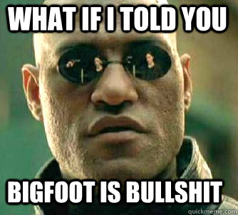what if i told you Bigfoot is bullshit  Matrix Morpheus