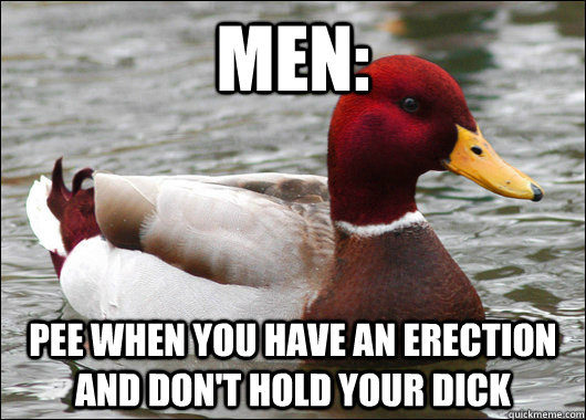 MEN: PEE WHEN YOU HAVE AN ERECTION AND DON'T HOLD YOUR DICK  Malicious Advice Mallard
