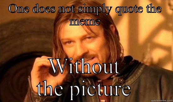 ONE DOES NOT SIMPLY QUOTE THE MEME WITHOUT THE PICTURE Boromir