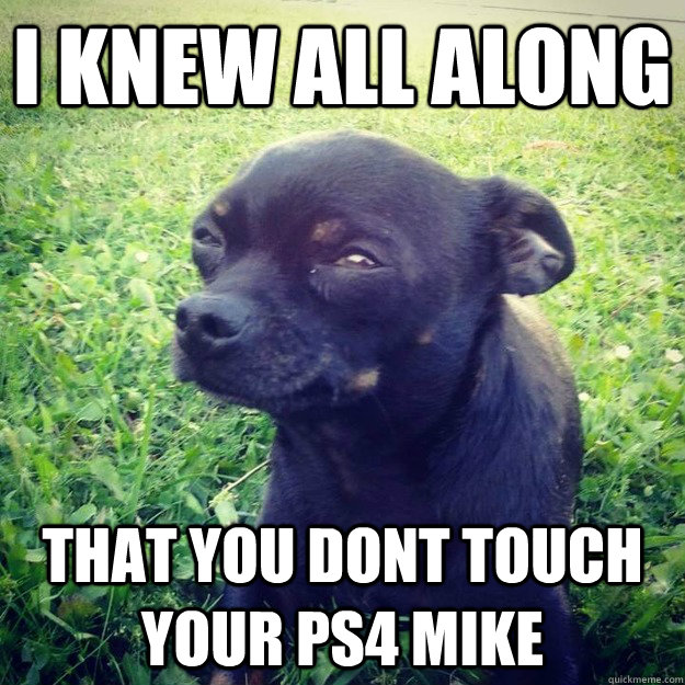 I knew all along that you dont touch your ps4 mike  Skeptical Dog