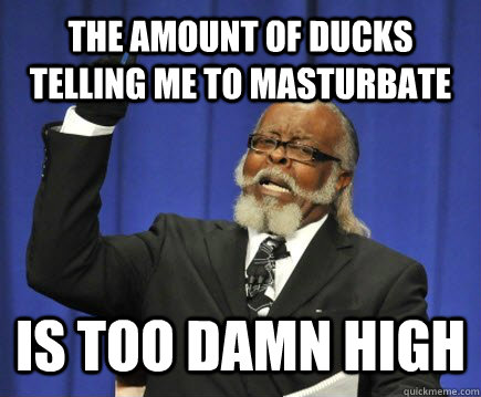 The amount of ducks telling me to masturbate  is too damn high - The amount of ducks telling me to masturbate  is too damn high  Too Damn High