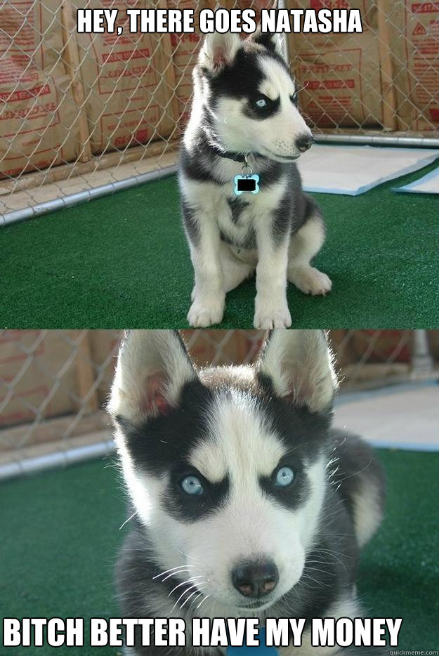 Hey, there goes Natasha Bitch better have my money  Insanity puppy