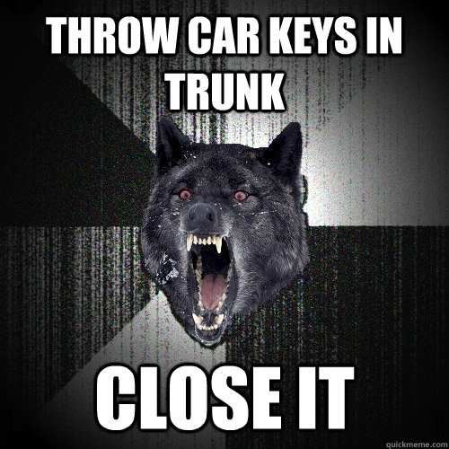 throw car keys in trunk close it  Insanity Wolf