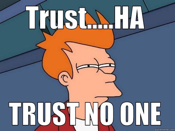 TRUST.....HA TRUST NO ONE Futurama Fry