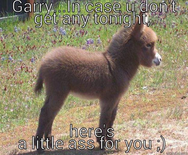  GARRY...IN CASE U DON'T GET ANY TONIGHT, HERE'S A LITTLE ASS FOR YOU ;) in case you dont get any tonight