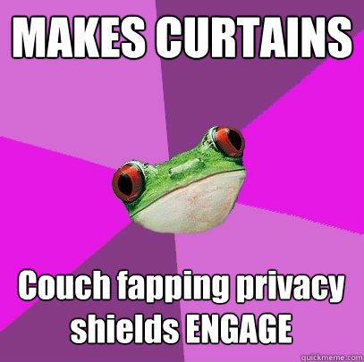 MAKES CURTAINS Couch fapping privacy shields ENGAGE  Foul Bachelorette Frog