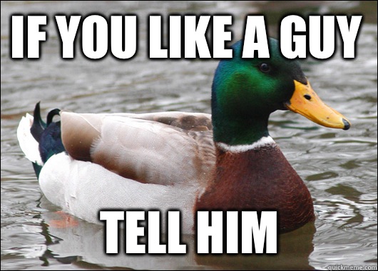 If you like a guy Tell him  Actual Advice Mallard