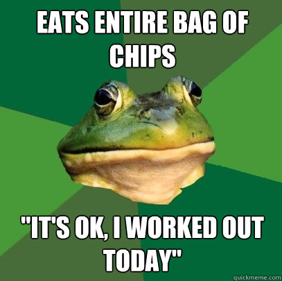 Eats entire bag of chips 