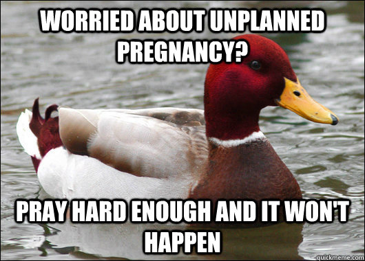 Worried about Unplanned pregnancy? Pray hard enough and it won't happen  Malicious Advice Mallard