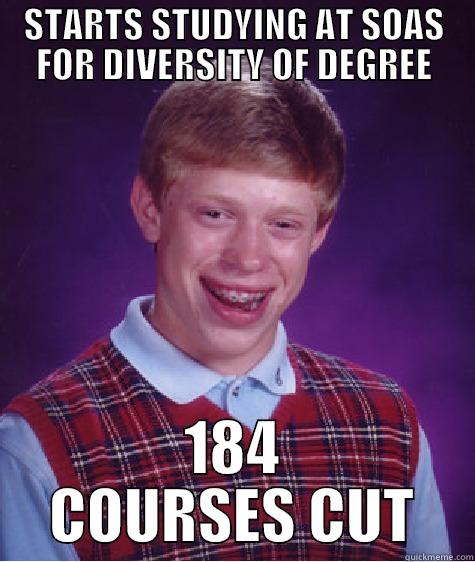 STARTS STUDYING AT SOAS FOR DIVERSITY OF DEGREE 184 COURSES CUT Bad Luck Brian