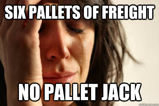 Six Pallets of freight no pallet jack  