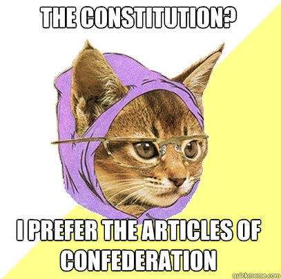 The Constitution? I prefer the Articles of Confederation  Hipster Kitty