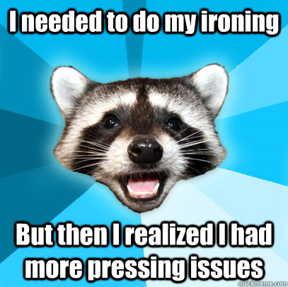 I needed to do my ironing But then I realized I had more pressing issues  Lame Pun Coon
